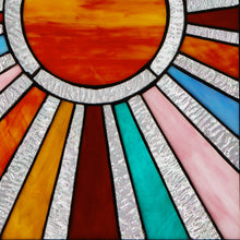 Load image into Gallery viewer, Lila Sunburst Stained Glass Panel
