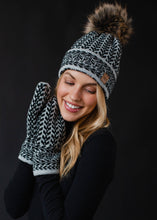 Load image into Gallery viewer, Gray &amp; Black Patterned Pom Hat
