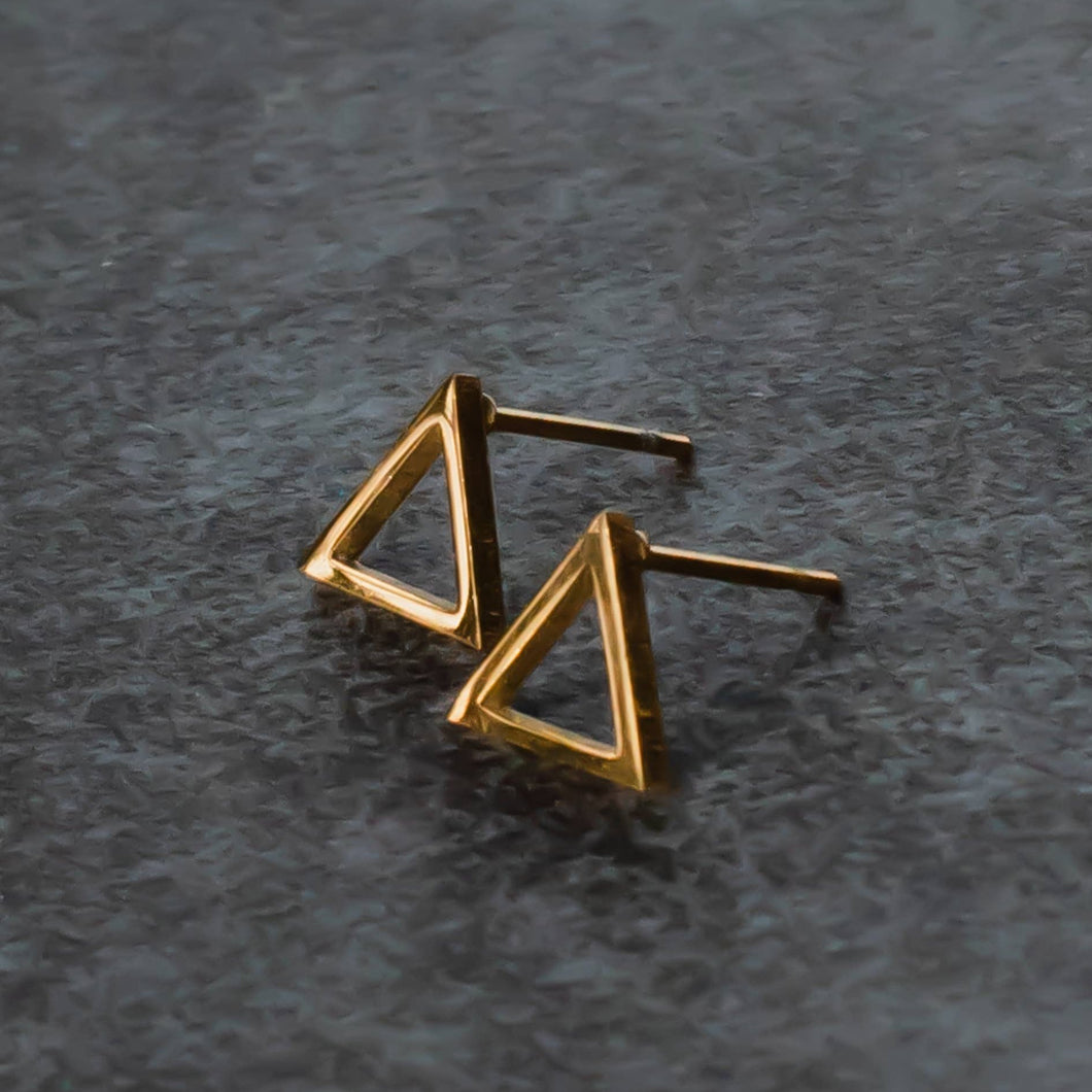 Gold Open Triangle Stud Earrings