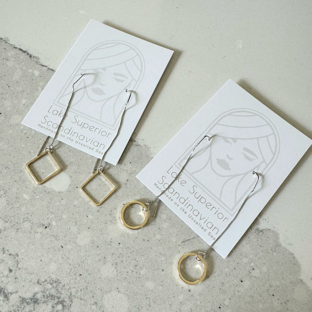 Ear Threaders: 18k Gold + Sterling Silver