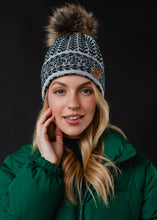 Load image into Gallery viewer, Gray &amp; Black Patterned Pom Hat
